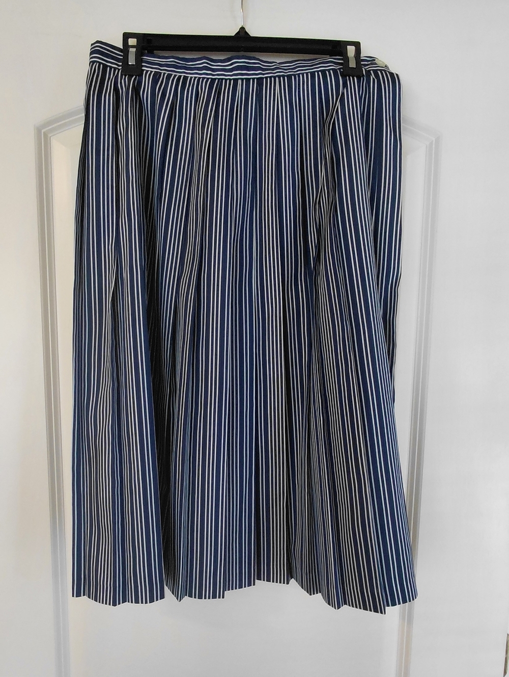 Navy and White Striped A-Line Skirt